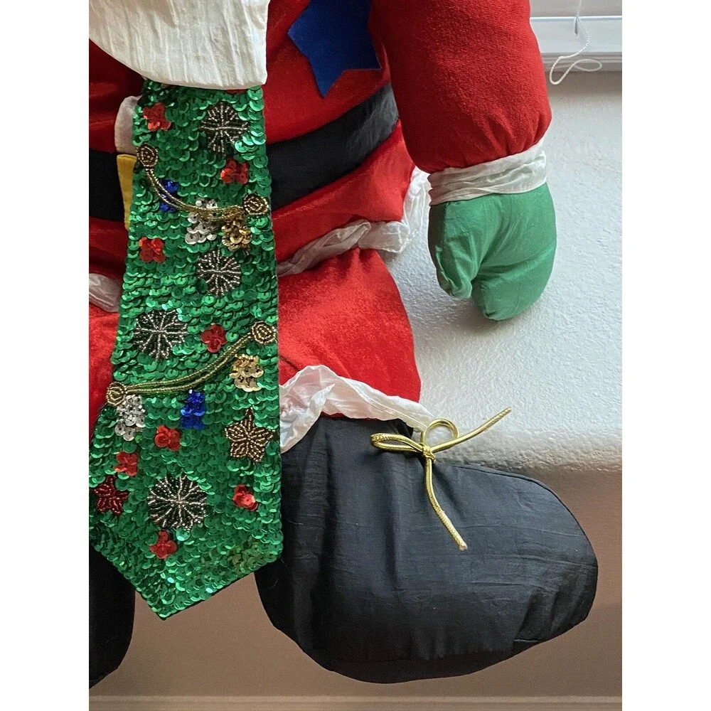 Santa Claus Plush Decor Nylon Parachute Fabric Large Christmas Vtg.
